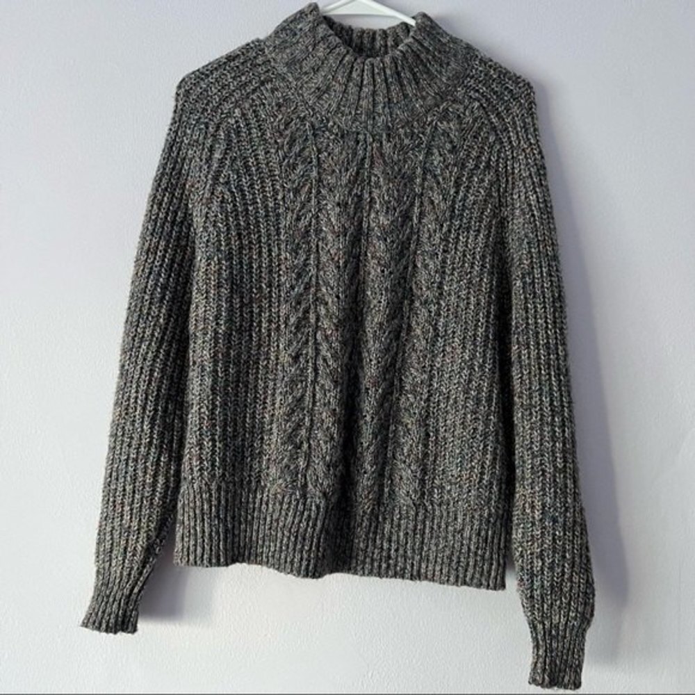 🍉 Time and Tru Grey Mockneck Marled Sweater